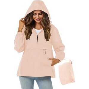 Womens Rain Jacket with Hood  Pink